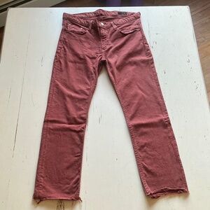THVM Stretch Rust Colored Twill Skinny 5 Pocket Jean Slim Fit SZ 32 raw hem